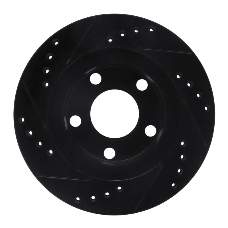 Audi A6 Brake Rotor (1) - Rear Right - R1 Concepts - Drilled & Slotted - Black - `99-`05